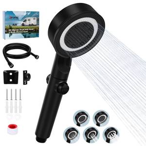 lot 3039 image: RV Shower Head with Hose, 51 Mode High Pressure Replacement with OnOff Switch, Water Saving Motorhome Shower Head for RVCampervan, Caravan(Black)
