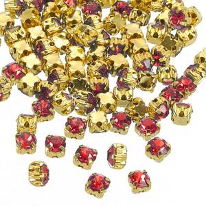 lot 4281 image: PATIKIL 100 Red 4mm Round Glass Metal Rhinestone Beads, Sew-on Claw Rhinestones for Dress Clothes Shoes Accessories