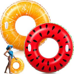 lot 4294 image: Gemscream 2 Pcs Large Adult Size Pool Ring Floats Swim Ring with Handles 47. 24 Inch Inflatable Swimming Pool Floats Tubes for Adults Teens Beach Summer Lounger Party(Fruits)