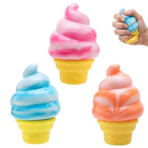 lot 4301 image: 3PCS Ice Cream Squishy Toy,Slow Rise Soft TPR Stress Relief Squeeze Toy, Cute Ice Cream Cone Fidget for Adults, Classroom Prizes Party Favors
