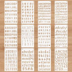 lot 4325 image: 12Pack Reusable Letter Stencils for Painting, 4 x 7 Inch Plastic Alphabet Number Templates for Painting, Scrapbooking, Journal Pyrography, DIY Craft Projects