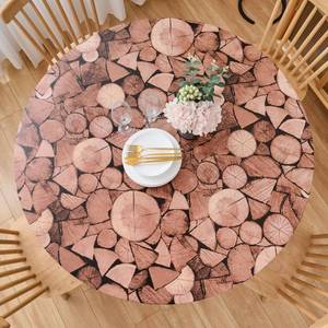 lot 4328 image: Pioggia Round Vinyl Fitted Tablecloth with Flannel Backing Elastic Table Cloth Waterproof Oil-Proof Plastic Table Cover Best for 37in-44in Round