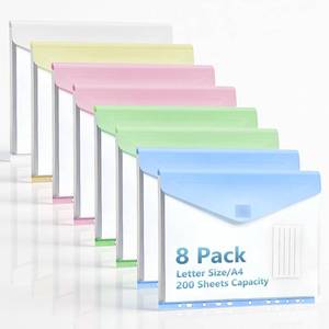 lot 4331 image: Lunoppy 11-Hole Binder Pockets, LetterA4 Size for 234 Ring Binder, 8PCS Plastic Expanding File Folders with Label and Hook-Loop Closure, Waterproof, 200-Sheet Capacity, Home School Office Supplies