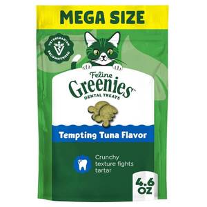 lot 4337 image: Greenies Feline Tempting Tuna Flavor Dental Adult Cat Treats - 4.6oz