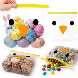 lot 4349 image: Frienda 50 Pcs Spring Food Storage Bags with Stand-up Bottom 9in x 8in Chick Gallon Leak Proof Reusable Freezer Bags Zipper Transparent Snack Supplies for Sandwich Snack Marinate Meats