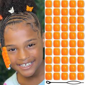 lot 4352 image: VENOFEN 50PCS Orange Loc Beads Acrylic Pony Hair Beads Cute Braids Accessories Dreadlock Hair Jewelry Braids Decoration