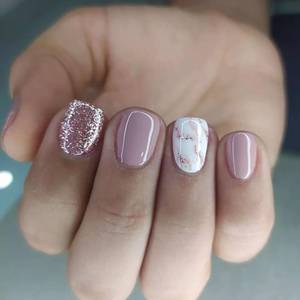 lot 4354 image: 24Pcs Short Square Press on Nails Light Purple and White Fake Nails Halo Dyeing Stick on Nails with Sliver Glitter Designs Glossy Artificial Acrylic Nails Kit Glue on Nails for Women