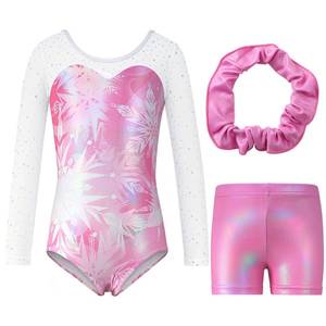 lot 4355 image: Blaward Girls Gymnastics Leotards with Shorts - Sparkly Long Sleeve Dance Ballet Athletic Leotard for Kids Teens Ages 5-14 (9-10 Years Old, Size 10)