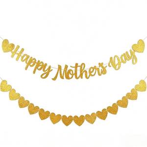 lot 4381 image: Happy Motherfts Day Decorations Banner Love MOM Sign Decor Banner Heart for Mothers Day Party Supplies Home Office Fireplace Wall Photo Props