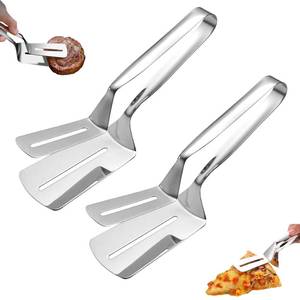 lot 4387 image: Stainless Steel Grill Clamp, Grill Clamp Spatula, Anti-Scald Extended Handle Spatula Tongs, Stainless Steel Kitchen Tongs for Grilling Meat, Fish and Pancakes (2PCS)