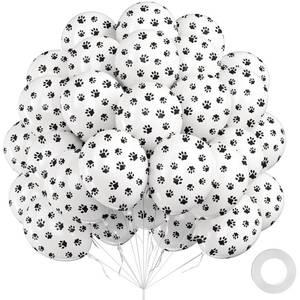 lot 4391 image: 60pcs Paw Print Balloons 12inch White Dog Balloons for Dog Farm Birthday Party Decorations