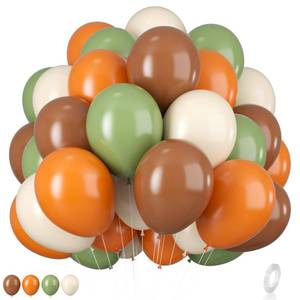 lot 4399 image: Sage Green and Orange Balloons, 12 Inch Green Brown Orange Balloons Olive Green Brown Beige Jungle Safari Wild Woodland Balloon for Birthday Wedding Baby Shower Party Decorations