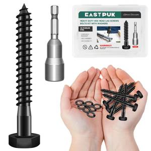 lot 4412 image: EASTPUK (20Sets) 14in x 2-12in Hex Head Lag Screws, Heavy Duty Lag Bolts with Washers, 304 Stainless Steel, 14 Bolt for Wood, Partial Thread, Black Oxide