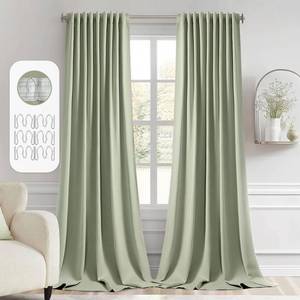 lot 5777 image: MIULEE Back Tab Sage Green Curtains 96 Inch Long 2 Panels Set for Living Room Bedroom, Rod PocketPinch Pleated Light Blocking Thermal Insulated Room Darkening Floor to Ceiling Blackout Drapes