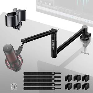 lot 5778 image: CACENCAN M05 Boom Arm, 360° Rotatable Microphone Stand with Desk Mount, Foldable Desk Mic Arm with 38ftft to 58ftft Screw Adapter, Microphone Arm for Live Streaming, Gaming, Podcasting, Radio