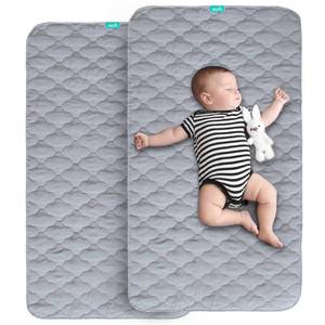 lot 5789 image: Waterproof Crib Mattress Protector Pad 2 Pack 28in x 52in,Non-Slip and Absorbent Mattress Pad for Baby Standard CribBed, Quilted Machine Washable Grey