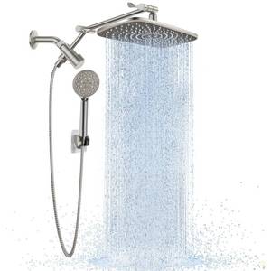 lot 5795 image: Veken 11.8in Brushed Nickel Rain Shower Head with Handheld, High Pressure Handheld Shower Heads with Multi Spray Modes,Rainfall Combo with 15in Metal Extension Arm,Detachable Dual Shower,Regaderas Para