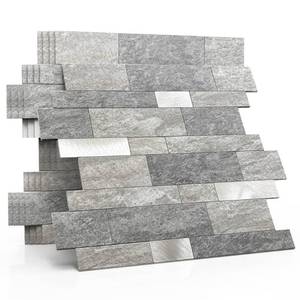 lot 5800 image: MOFIT Backsplash Tile for Kitchen Peel and Stick Stone Matte Finish,Bathroom Tiles Stickers 3D Wall Panel Linear Mosaic Marble Backsplash Waterproof(10sheets,Gray Silver)