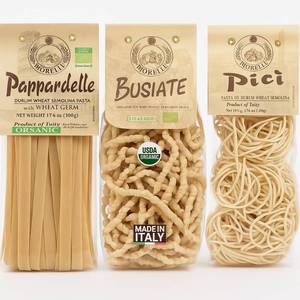 lot 5805 image: Morelli Pasta Combo 3-pack (BusiatePappardellePici)-Organic Premium Durum Wheat Semolina Italian Pasta from Italy - Protein-Rich, Ancient Grains, All Natural, Gourmet Italian - 17.6oz (500g) Expiration date 01202028