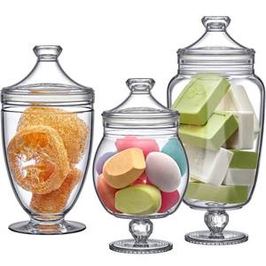 lot 5831 image: Amazing Abby - Admire - Plastic Apothecary Jars (3-Piece Set, 604640 oz) (NOT Glass), Acrylic Jars with Lids, Bathroom Canisters, Candy Buffet, Wedding Display, BPA-Free and Shatter-Proof