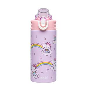 lot 5834 image: Zak Designs Sanrio Sage Kids Water Bottle For School or Travel, 14oz Stainless Steel Water Bottle With Straw, Handle, and Leak-Proof, Pop-Up Spout Cover (pink with flowers)