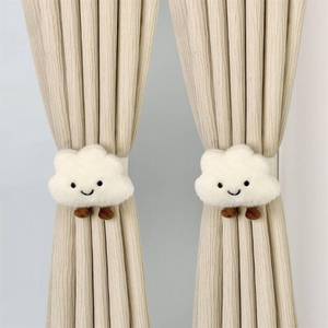 lot 6193 image: Hygge Living 2PACK Snap-Fit Cartoon Cloud Curtain Tiebacks Hook Holdbacks Cute Curtain Holdbacks Rope for Baby Kid Girls Living Room Bedroom Nursery Decor Home Office Decorative (Cloud)