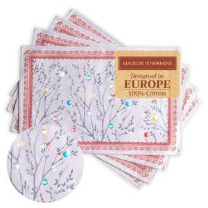 lot 6215 image: Maison dft Hermine Placemats Set of 4 100percent Cotton Washable Cloth Place Mats, Reusable Table Mats for Thanksgiving Christmas Decorations Kitchen Dining Party Wedding (Fairy Christmas, 13in x 19in)