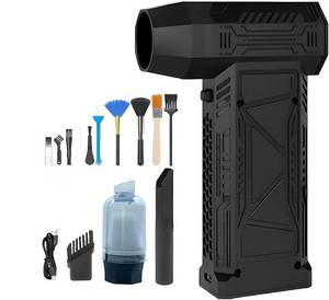 lot 6227 image: SUPERLIT Turbo Portable Air Blower Rechargeable Duster for Cleaning Detailing Accessories Electric Mini Fan Convert to Hand-Held Vacuum Cleaning Set with Brush 180,000 RPM Home Office Essentials