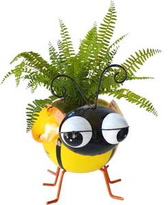 lot 6235 image: GIFTME 5 Garden Ornaments Planter Pot,Yellow Planters for Indoor or Outdoor,Succulent Planter with Drainage,Metal Cute and Funny Bee Pot Planter7.5Inch,1pc Bee