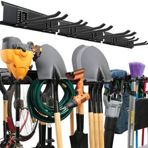 lot 6239 image: TIDYME Garage Tool Organizer Wall Mount - 48 inches - Sturdy Storage Rack with Adjustable Hooks, Anti-Rust - Easy Installation, 300lbs Capacity - Garden Tool Organizer (03 Racks and 06 Hooks)