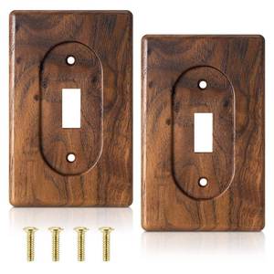 lot 6242 image: Relaxweex 2 Pcs Walnut Wood Switch Cover Brown Light Switch Cover Wooden Decorative Outlet Vintage Wall Plates for Rustic Contemporary Home Bedroom Kitchen(Single Toggle,3 x 4.7 in)