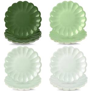lot 6254 image: AimFun 48Pcs Sage Green Paper Plates Gradient Green Disposable Party Plates 7.5 Inch Round Dessert Plates for Bridal Baby Shower Birthday St Patricks Day Party Supplie