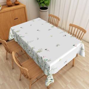 lot 6256 image: SIEDYCV Eucalyptus Leaf Rectangle Tablecloth 60x102 Inch Green Plant Leaves Floral White Fabric Table Cloth Polyester Anti-Wrinkle Reusable Table Cover for Wedding Theme Party Kitchen Dining Decor