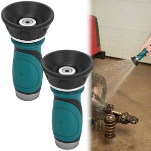 lot 6271 image: Chunful 2 Pcs Fireman Hose Nozzle, Heavy Duty Twist Hose Sprayer Nozzle for Cleaning and Watering with Adjustable Spray Pattern, Blue and Black