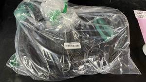 lot 9204 image: Green Outdoor Extension Cord with Metal Bracket Hardware