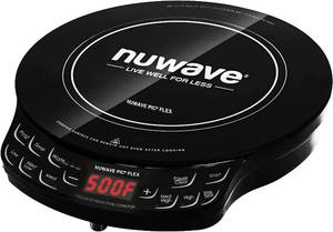 lot 9216 image: Nuwave Flex Precision Induction Cooktop, 10.25in Shatter-Proof Ceramic Glass, 6.5in Heating Coil, 45 Temps from 100°F to 500°F, 3 Wattage Settings 600, 900 and 1300 Watts, Black