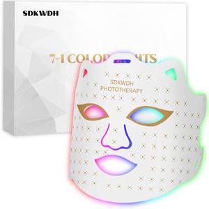 lot 9217 image: SDKWDH Red Light Mask for Face, 7-1 Colors Facial Care Mask, 850nm Infrared and Red Light Masks, Ergonomic Design for Home and Travel, White