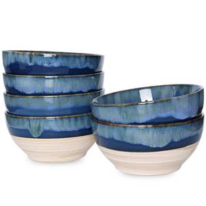 lot 9218 image: Bosmarlin Small Ceramic Dessert Bowls, 16 Oz, Set of 6, Dishwasher and Microwave Safe, For Cereal, Ice Cream, Soup, Salad, Rice (Deep blue, 16 Oz)