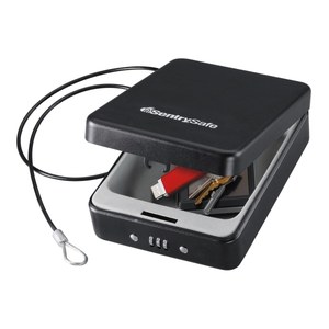 lot 9228 image: SentrySafe P005C Portable Security Safe with Combination Lock  5.9 in. x 8 in. x 2.6 in  Black