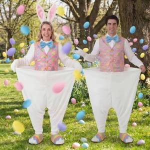 lot 9249 image: Teyva Daily 23 Pcs Granny Pants Yard Game Set, 2 Oversized Pants with 20 Pastel Eggs and Bunny Headband Tossing Game for Family Reunion Backyard Lawn Carnival Party Gatherings