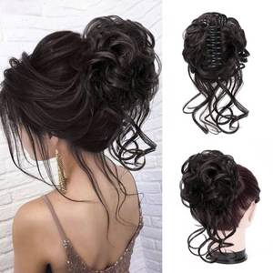 lot 10152 image: Foaoit Messy Bun, Fake Hair Bun Hair Pieces for Women, Messy Bun Hair Piece Clip on Bun Extensions, Curly Hairpieces for Women Daily Wedding Use(Darkest Brown Tend to Black)