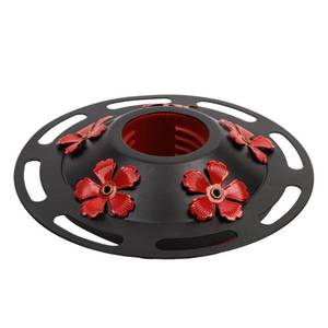 lot 10164 image: WOSIBO Hummingbird Feeder Replacement Bottom Base Replacement Part Includes Red Plastic Base Metal Top and Brushes (Black Circle)