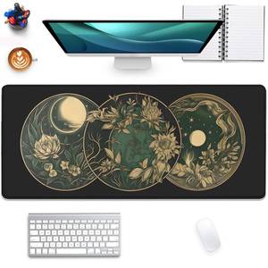 lot 10182 image: Celestial Moon Phases Art Nouveau Witch Aesthetic Green Dark Academia Mouse Pad,Non-Slip Waterproof Rubber Base Mouse Pad for Office,Computer,Keyboard,Laptop and Home Desk Pad(27.5X11.8 in)