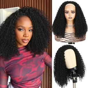 lot 10194 image: quickwig Curly Half Wig Water Wave Glueless Wigs 3 In 1 Seamless Short Half Wigs for Black Women Kinky Curly Half Wig Wear and Go Beginner Friendly Synthetic Headband Wig 16 Inch Black Color