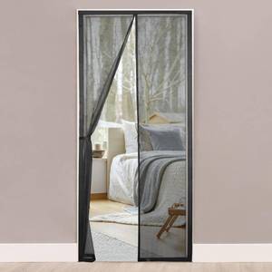 lot 10198 image: Magnetic Screen Door, 33in x 80in Auto Closure Mesh Curtain, Heavy-Duty Windproof Bug Screen, Pet and Kid Friendly, Fits FrontSlidingPatio Door, Black