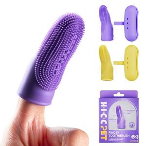 lot 10203 image: HICC PET Dog Toothbrush, Anti-Slip Dog Tooth Brushing Kit, Dog Finger Toothbrush for Plaque and Tartar Cleaning, Dog Teeth Cleaning for Medium and Large Pets, Safer and Softer Liquid Silicone, 2-Pack