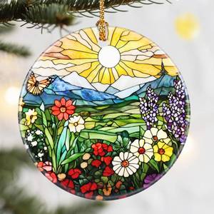 lot 10235 image: 5 pack Christmas Ornaments, Dodosky 2.8in Ceramic Wildflower Ornament, Xmas Decor, Christmas Tree Ornaments, Xmas Decorations for Tree, Holiday Ornament, Flower Lovers Gifts, Gifts for Women, Mom, Grandma