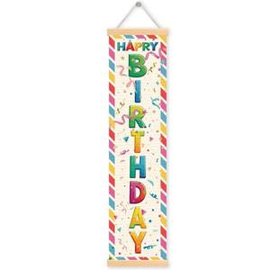 lot 10253 image: Colorful Happy Birthday Door Banner, Birthday Party Decor Banner, Home Wall Parties Decoration Supplies Decorations Indoor Outdoor Kids Girls Boys, Durable Fabric Decor for Celebrations