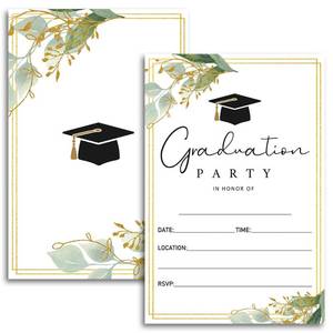 lot 10254 image: FujLoy 20 Cards with Envelopes, graduation party invitations 2026, 2026 College, High School, University Grad Celebration.BT2 (Green 004)