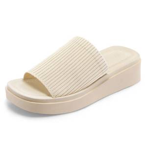 lot 10267 image: mysoft Womenfts Platform Sandals Slip On Comfortable Knit Slide Sandals, size 10